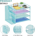 Marbrasse Desk Organizer and Accessories，4-Tier Paper Letter Tray Organizer - Image 3