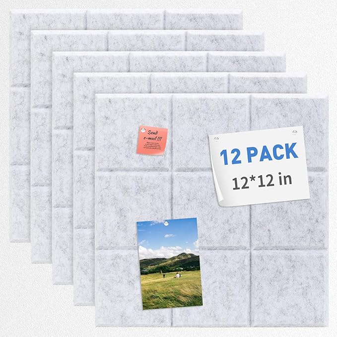 Smarpau Cork Board 48"X36", 12 Pack Nine-Grid Felt Bulletin Boards, Small Pin by Smarpau