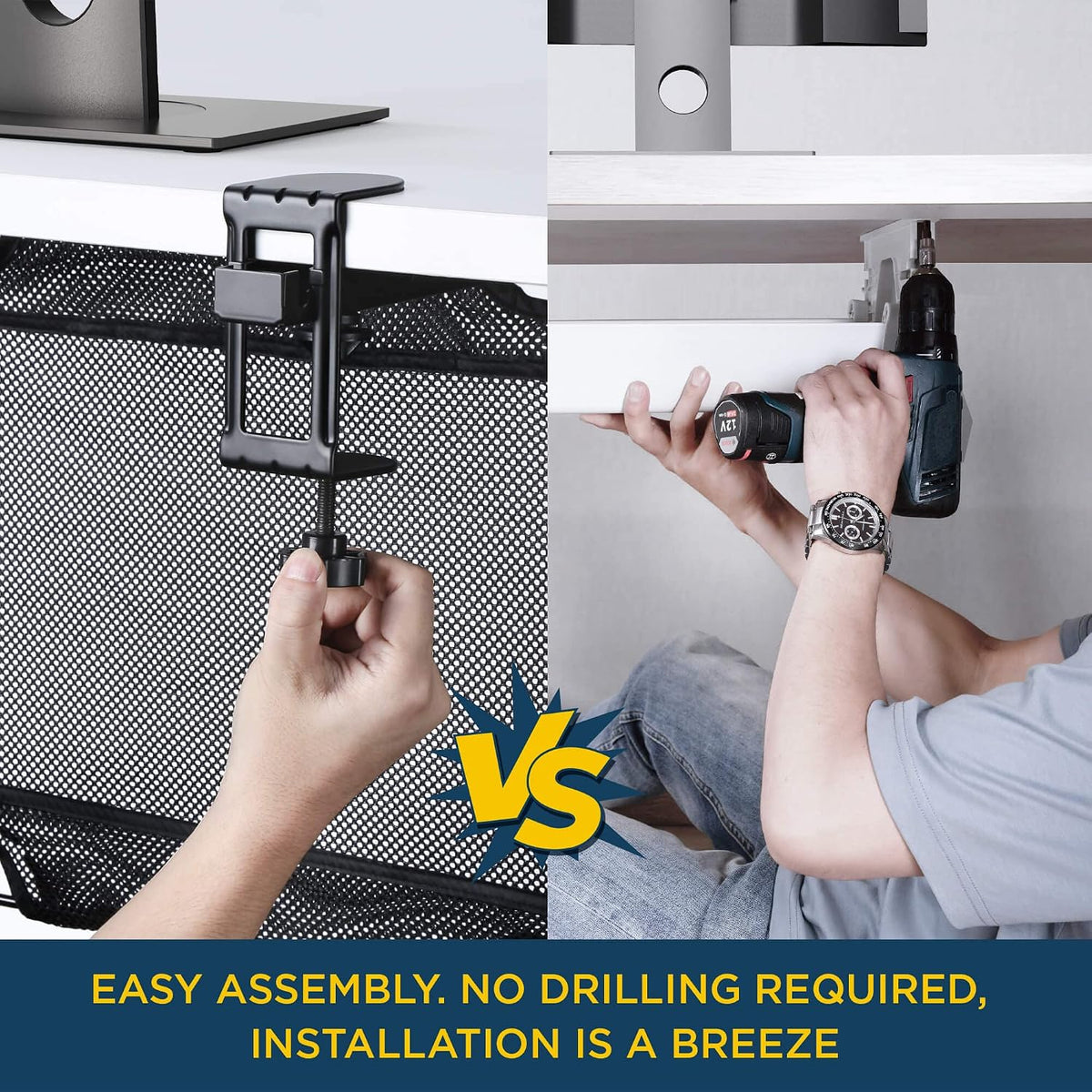 Under Desk Mesh Cable Management – 36 inch Cable Manager Tray for Cord Power ...