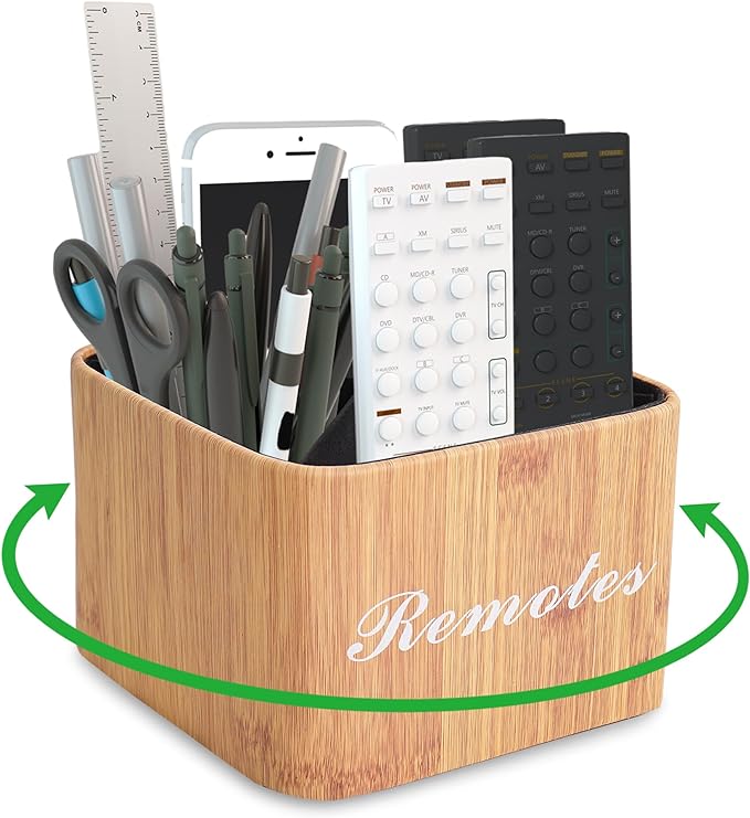 Hennaja Square Leather Art Supply Organizer, Remote Control Holder by Hennaja