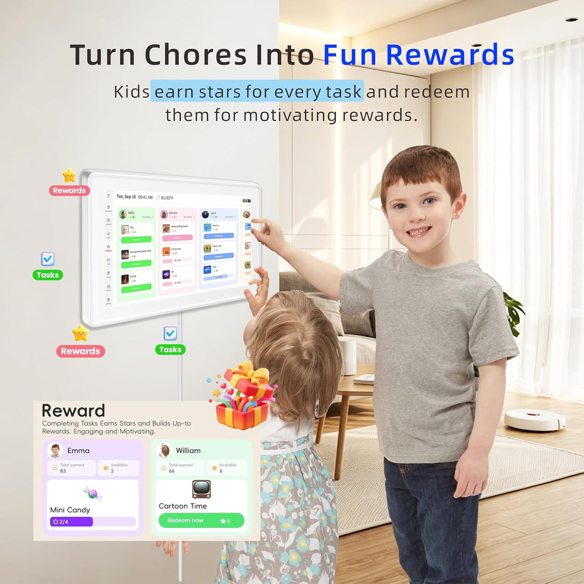 15.6 Inch Digital Family Calendar, All-in-One Smart Organizer with Photo Fram...