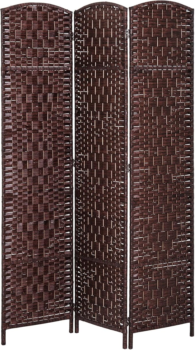 HOMCOM Room Divider, 3 Panel Folding Privacy Screen, 6FT Tall Portable Wicker by HOMCOM