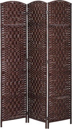 HOMCOM Room Divider, 3 Panel Folding Privacy Screen, 6FT Tall Portable Wicker by HOMCOM