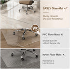 30" x 48" Tempered Glass -Glass Chair Mat, Heavy Duty Hard Floor Mat with Round Corner and Polished Edge, Office Chair Mat for Carpet Office Home Hardwood Floor Desk