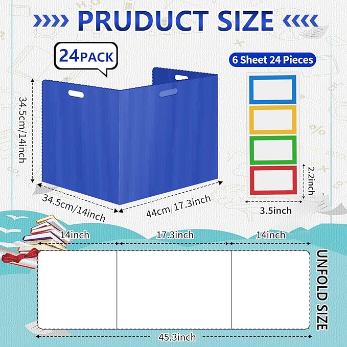 24 Pcs Desk Dividers for Students 14 × 17.5 × 14 Inch Plastic Durable and - Image 3
