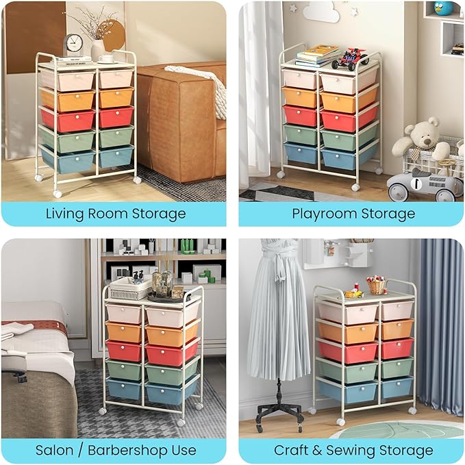 GLACER 10 Drawer Rolling Cart, Storage Cart - Image 7