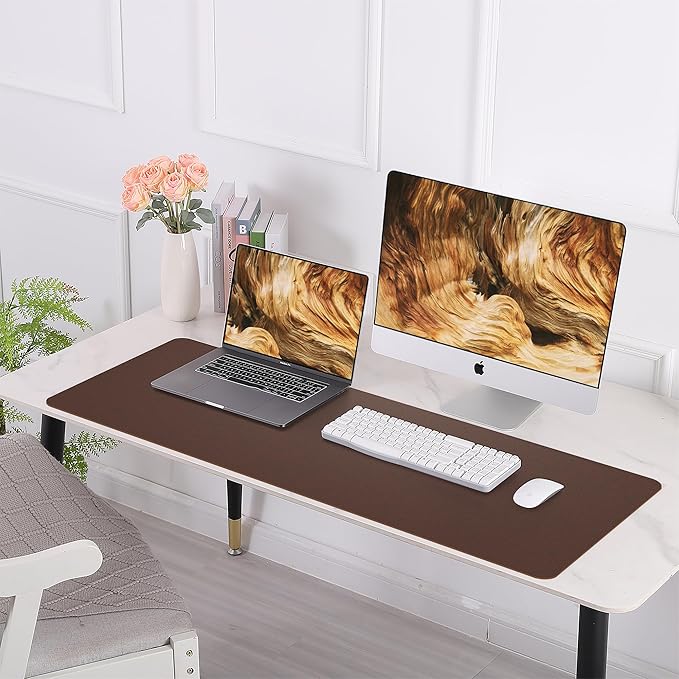 Desk Mat, 35.4" x 17" Leather Desk mat, Desk matt - Image 7
