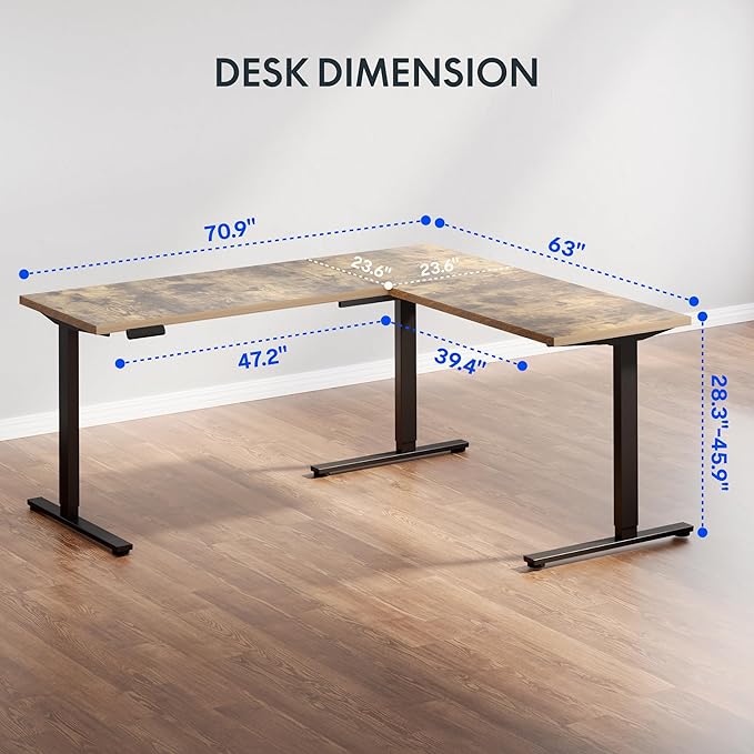 FLEXISPOT L Shaped Standing Desk, 71 x 63 Inch Electric Height Adjustable - Image 3