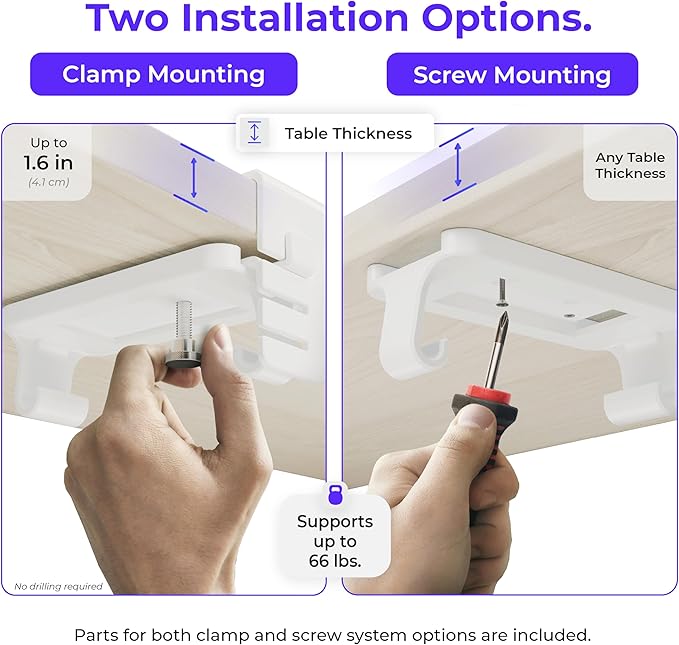 Ascrono Original No Drill Under Desk Cable Management Tray 40.6" - Image 2