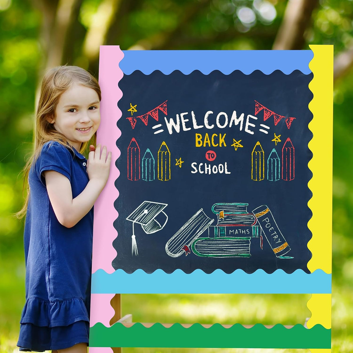 Aodaer 12 Rolls 787.4 Feet Scalloped Bulletin Board Borders Multicolor Classr...