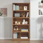 blini 5-Shelf Tall Bookcase Wooden Bookshelves 33in Wide Floor Standing Display - Image 9