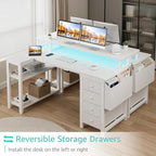 Lufeiya L Shaped Desk with Led Lights and Power Outlets, 47 Inch Writing Study - Image 5