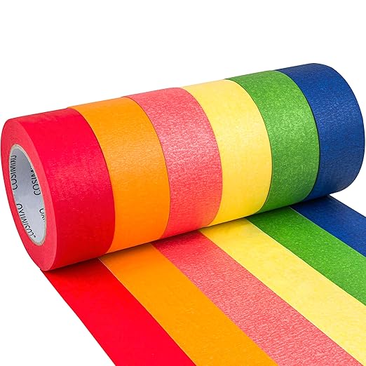 COSIMIXO Colored Masking Tape 1.88 inches x 60 Yards, Rainbow Colors Painters by COSIMIXO