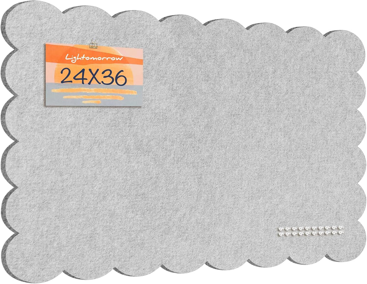 Lightomorrow Scalloped Bulletin Board, 36 x 24 Inches Felt Pin Board - Decora...