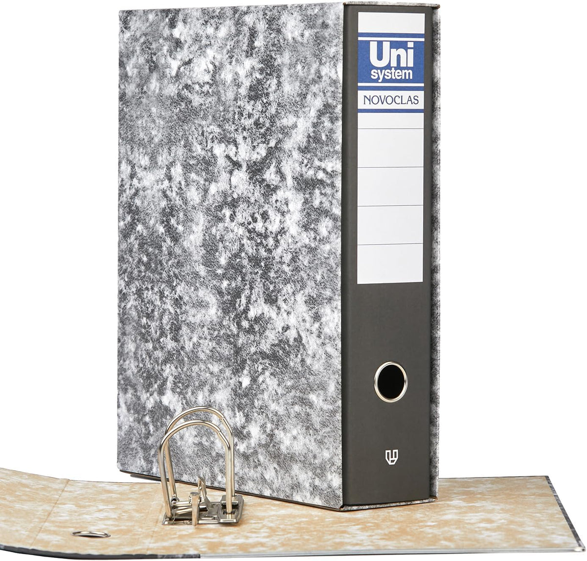 Unipapel | File Cabinet with Lever and Box | Folio Size | 65 mm Nickel Plated Rings | Ollao Front | Long Corner | 35 x 29 x 7.5 cm | Lined Cardboard | Heather | Unisystem Novoclas | FSC Certified