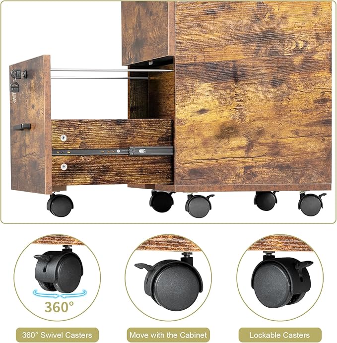 VINGLI 2-Drawer Small Rolling File Cabinet - Image 7
