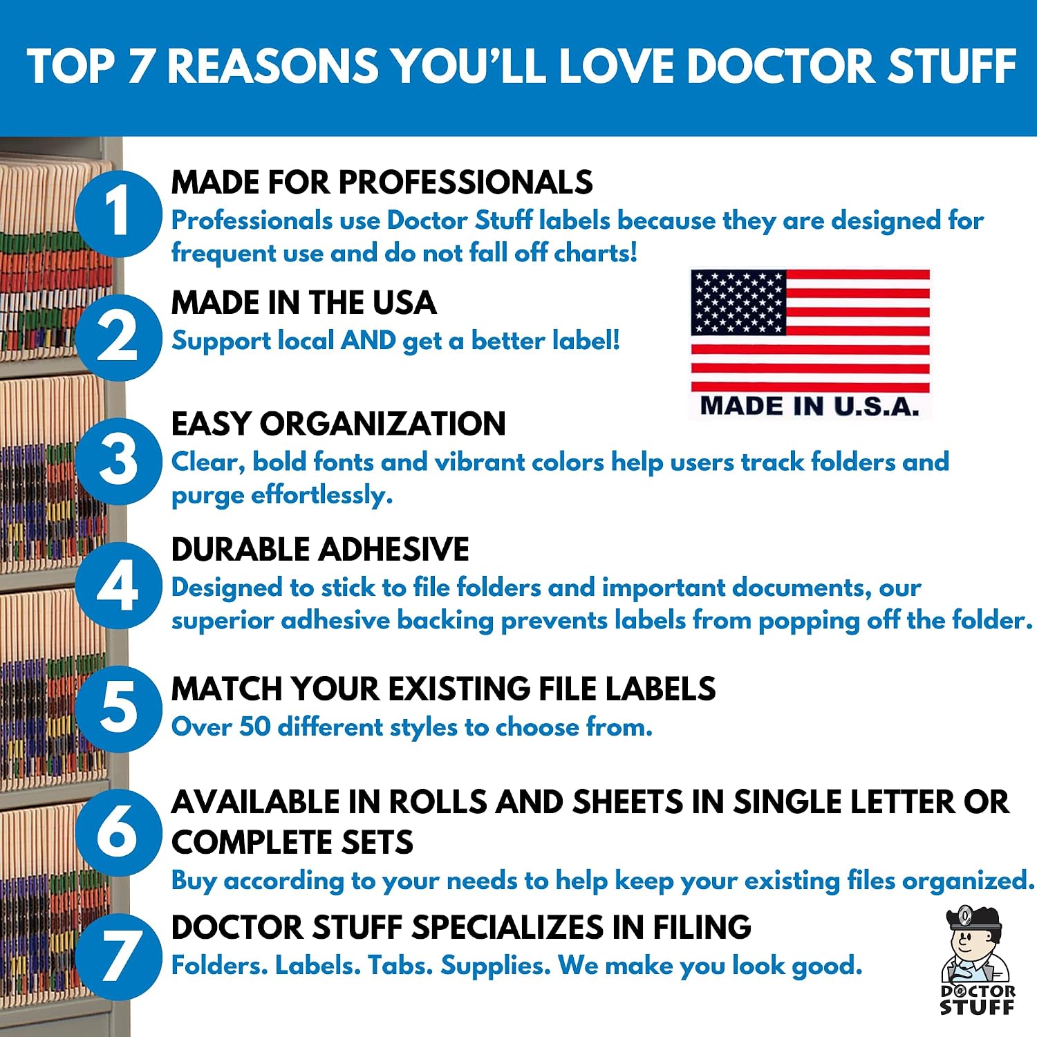 Alphabet Labels for File Folders, A to Z Plus Mc Complete Set with File Box and Indexes, Doctor Stuff, 126 Stickers of Each Letter, 3402 Labels, Jeter JTAM Series Compatible, Medical Chart Labels