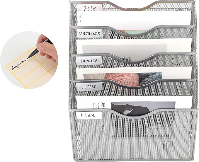 EasyPAG Hanging Wall File Organizer, 5 Pocket Wall Mounted Mail Organizer - Image 2