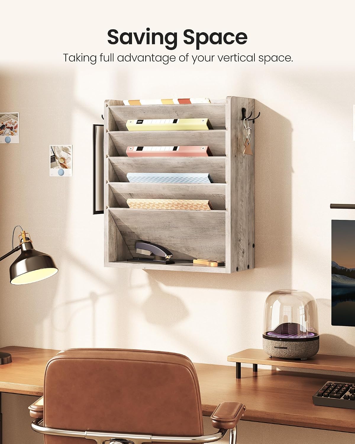 CHOEZON Wall File Organizer, 6-Tier Vertical Mount Hanging Holder with 2 Side...