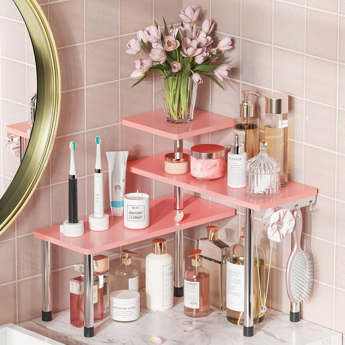 ZHWS Bathroom Counter Organizer Corner Shelf – Bathroom Organization Bamboo 3...