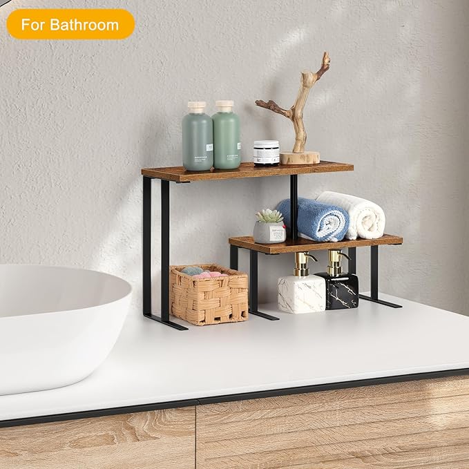 Vrisa Desk Shelf Organizer Rotating Corner Rack 2 Tier Rotating Desktop Shelf - Image 7