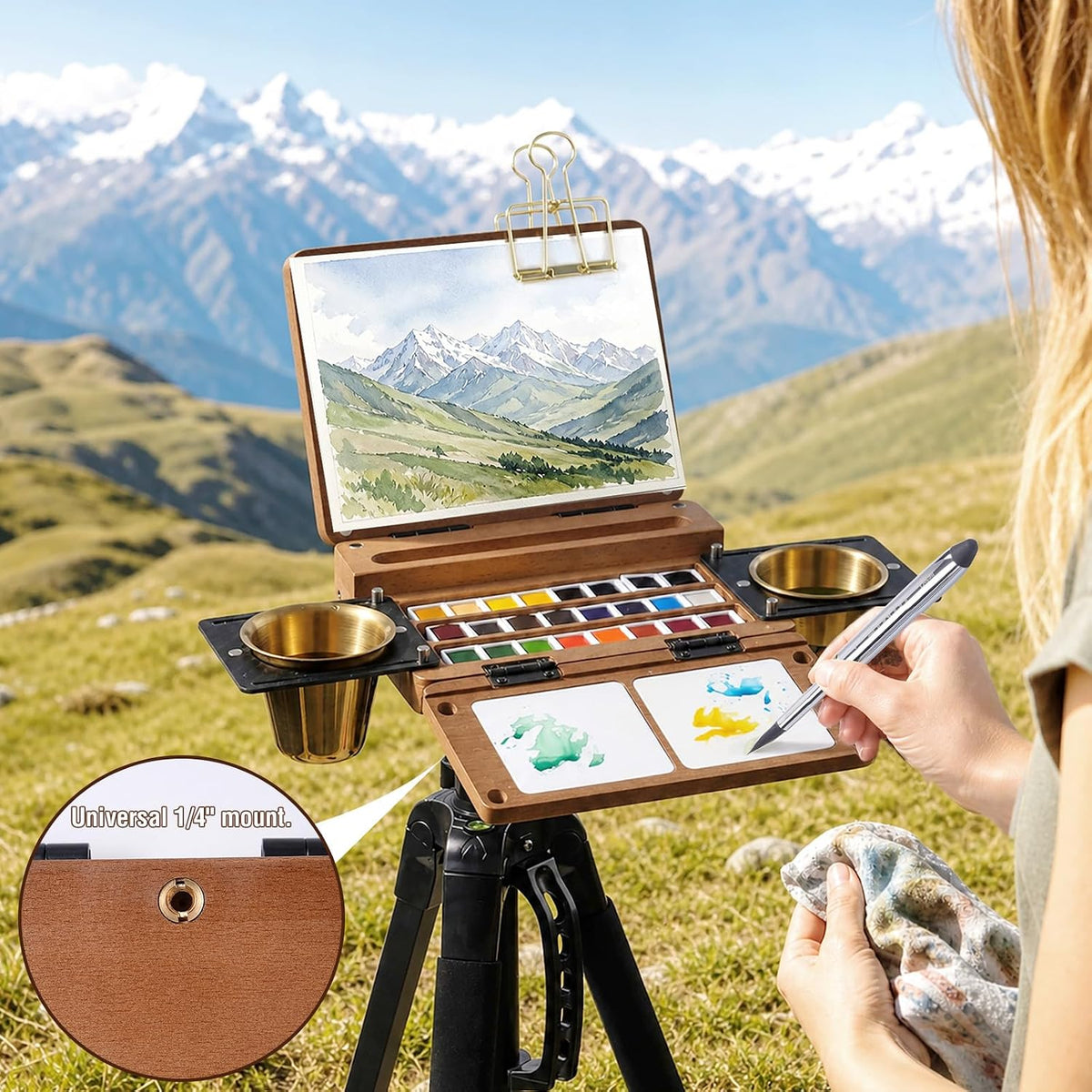 24-grid empty travel watercolor palette box, fuumuui all-in-one, side view
