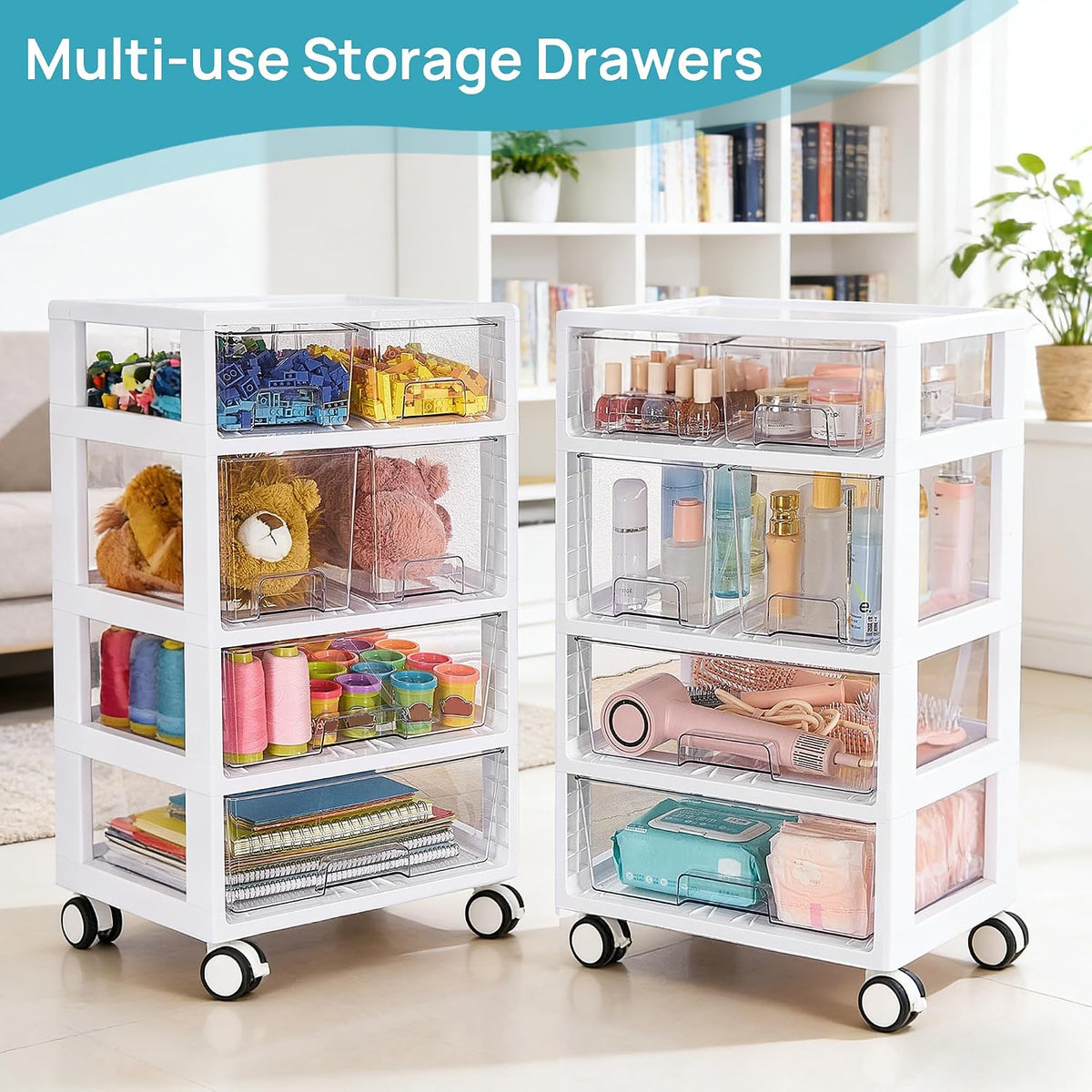 Vtopmart Drawer Storage Organizer,4 Tier 6 Drawers with Wheels