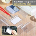 Marspark 100 Pieces Clear Plastic Horizontal Name Badge ID Card Holders - Image 6