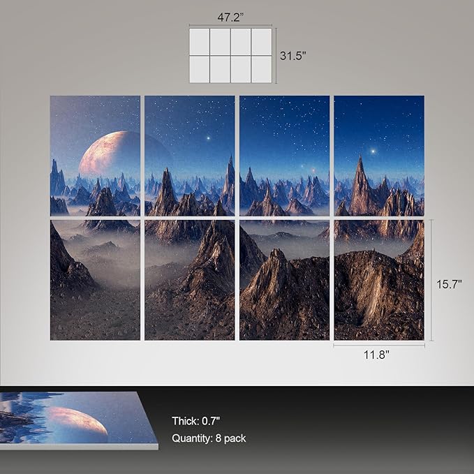 UMIACOUSTICS 8 Pcs 0.7Inch Thick Art Acoustic Panels, Total 47.2” x 31.5” - Image 3