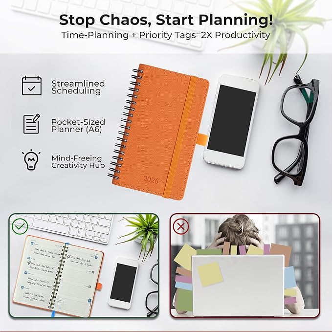 IN-LUXPRO Planner 2026 Daily Weekly and Monthly, 6.5"x3.75", 12 Months Spiral - Image 8