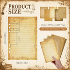 100 Sheets Vintage A5 Planner Inserts - 120GSM Thick Antique Border Refill Paper for A5 6-Ring Binder, Elegant Retro 6 Hole Loose Leaf Sheets for Journal Diary Notebook Budget Creative Planning