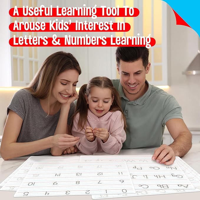 8 Packs Alphabet & Number Whiteboards, Double Sided Dry Erase Board Letters - Image 6