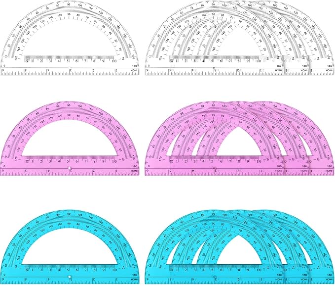 Zonon 12 Pack 6 Inch Plastic Protractor Christian Charity Donation 180 Degrees by Zonon