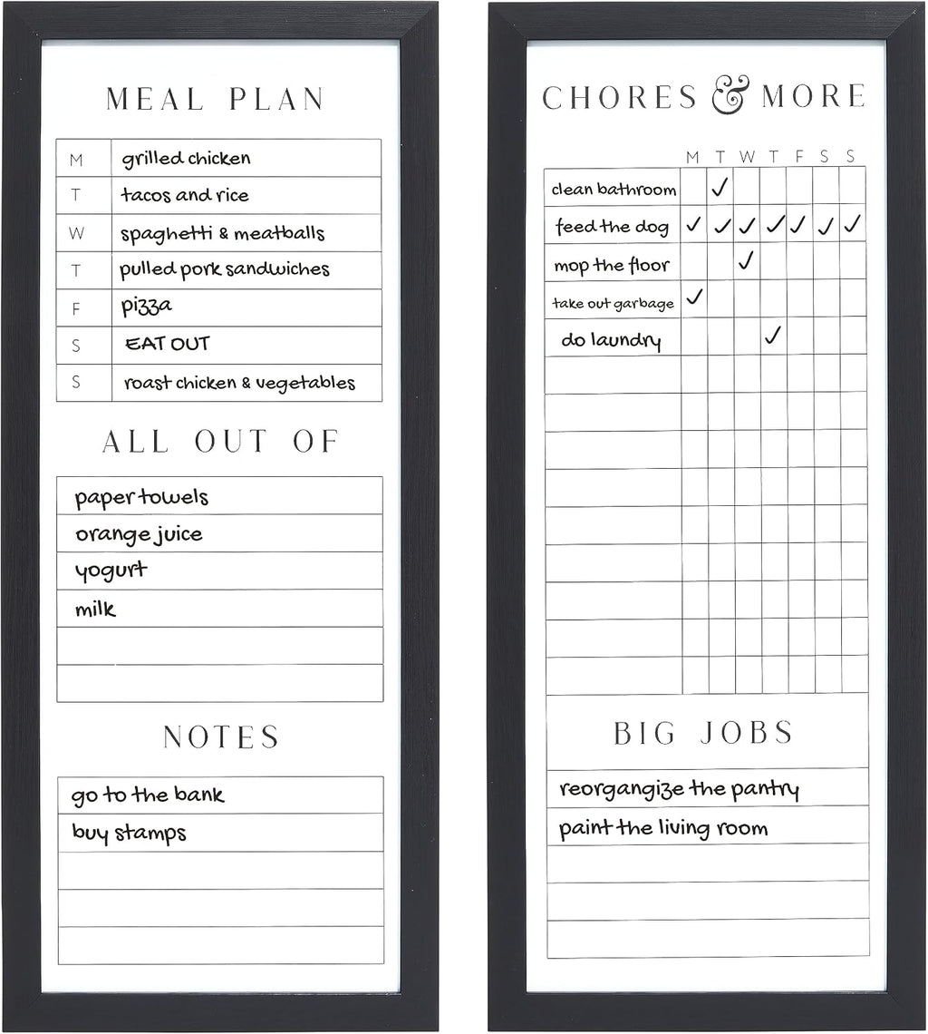 Sheffield Home Set of Two Family Planner Dry Erase Boards Featuring, Chore Chart