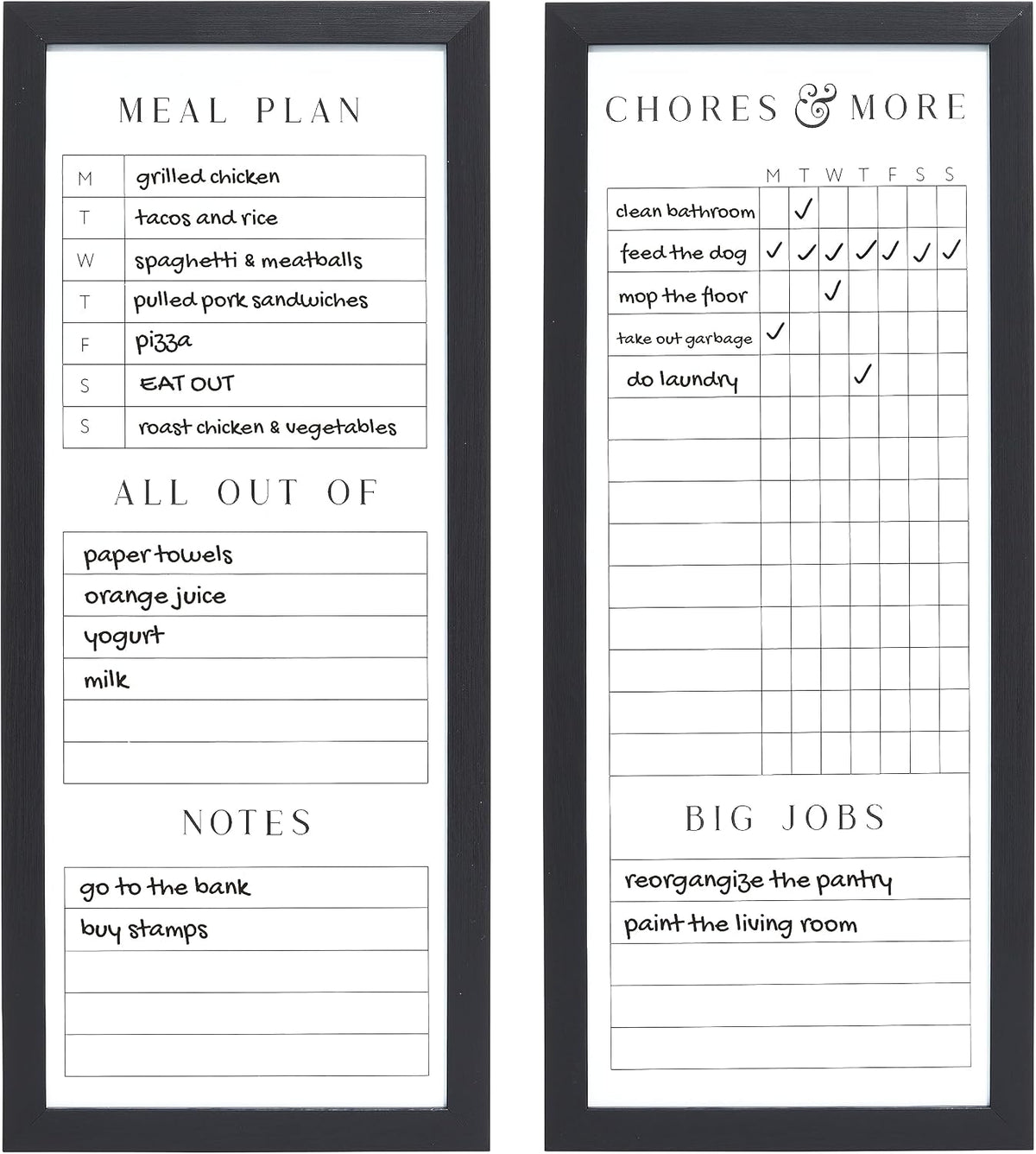 Sheffield Home Set of Two Family Planner Dry Erase Boards Featuring, Chore Chart
