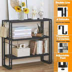 HCHQHS Bookshelf, 3-Tier Industrial Bookcase, Freestanding Horizontal - Image 4