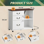 DEVAISE 3 Drawer File Cabinet, Wood Lateral Filing Cabinet - Image 3