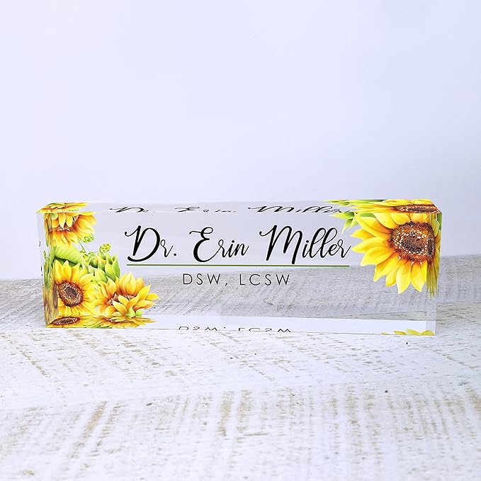 Artblox Personalized Office Desk Name Plate and Business Card Holder | Clear - Image 6