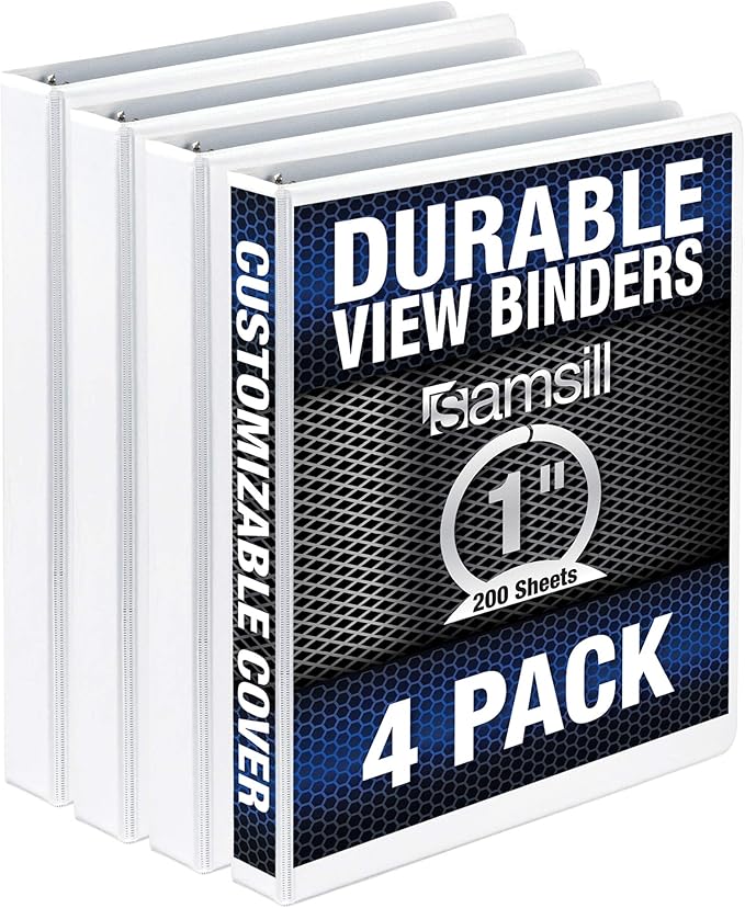 Samsill Durable 1 Inch Binder, Made in The USA, Round Ring Customizable Clear by Samsill