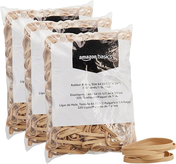 Amazon Basics Rubber Bands, Size 64, 320 Bands/1 lb Pack by AmazonBasics