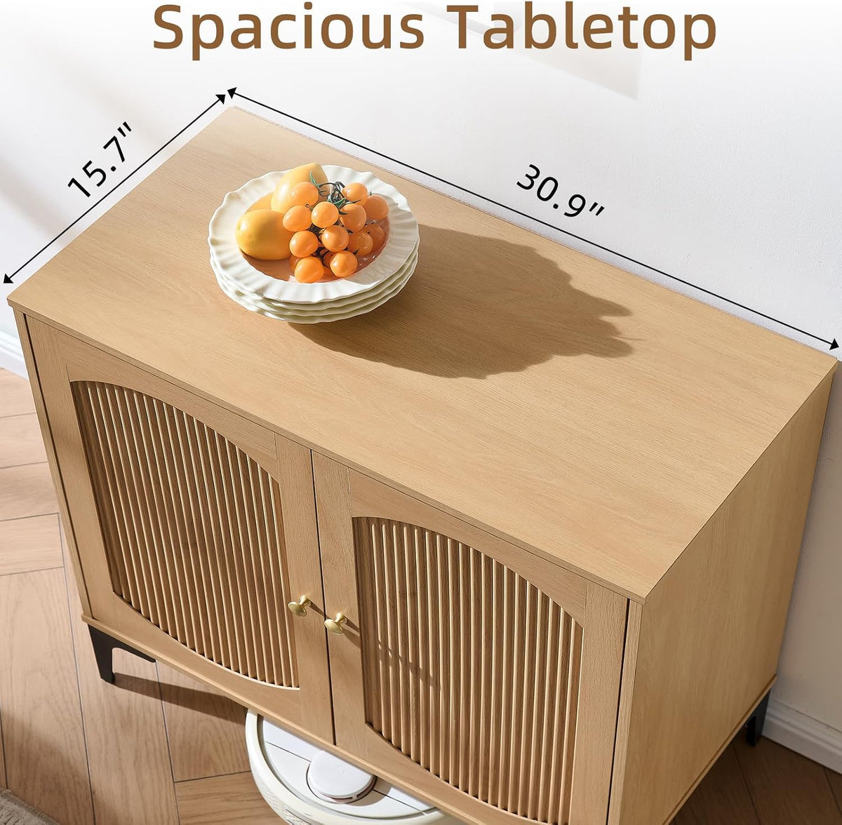 92.7" Modern Arched Sideboard Buffet Cabinet with Storage,Natural