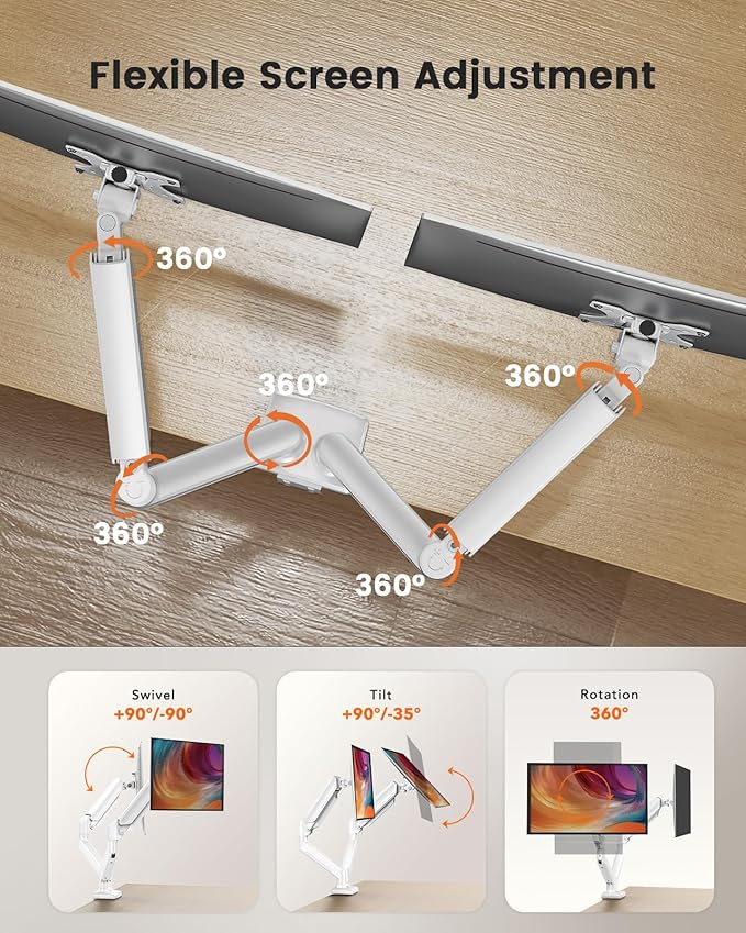 ErGear Dual Monitor Stand up to 32 inches Screen, Load-Bearing Max 22 lbs Each - Image 4