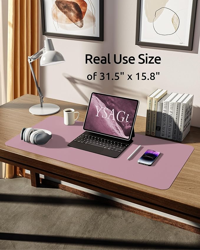 YSAGi Leather Desk Protector, Office Mat, Large Mouse Mat, Non-Slip PU Leather - Image 5