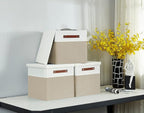 DECOMOMO Storage Basket with Lid, Storage Cubes with Handles, Fabric Box with - Image 2