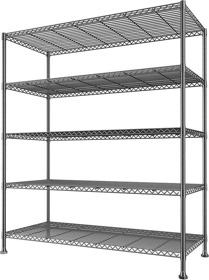 REIBII 45.5''W Storage Shelves Wire Shelving, 5 Tier Pantry Shelves by REIBII