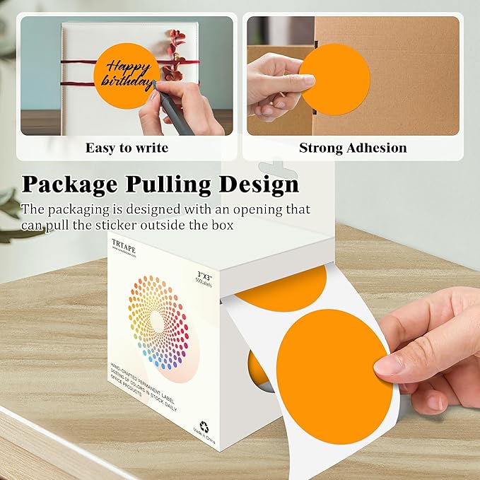 3 Inch Round Colored Dot Stickers, 4 Rolls in Dispenser Box - Image 3
