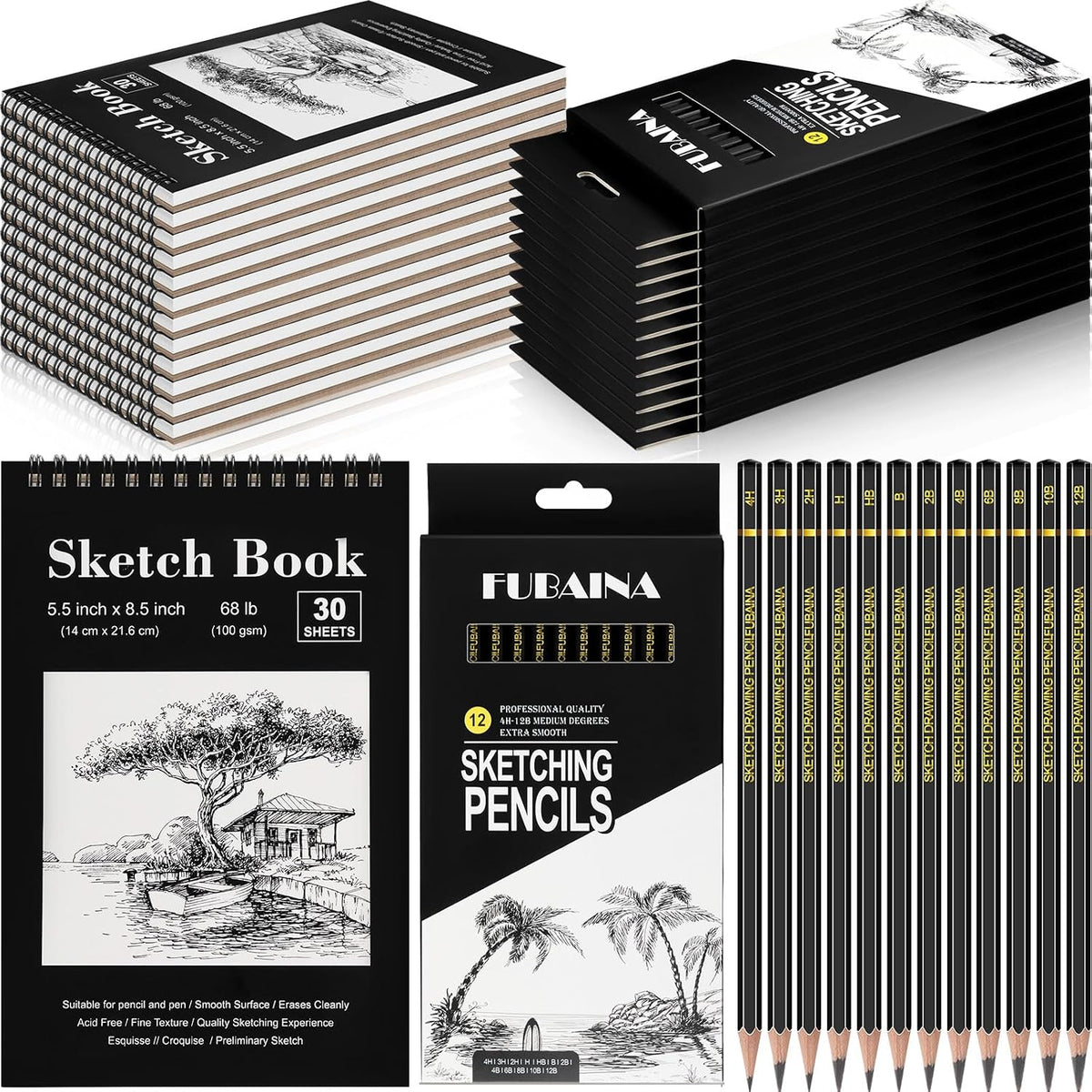 humyoun 24 pcs top spiral sketch pad with, main product view