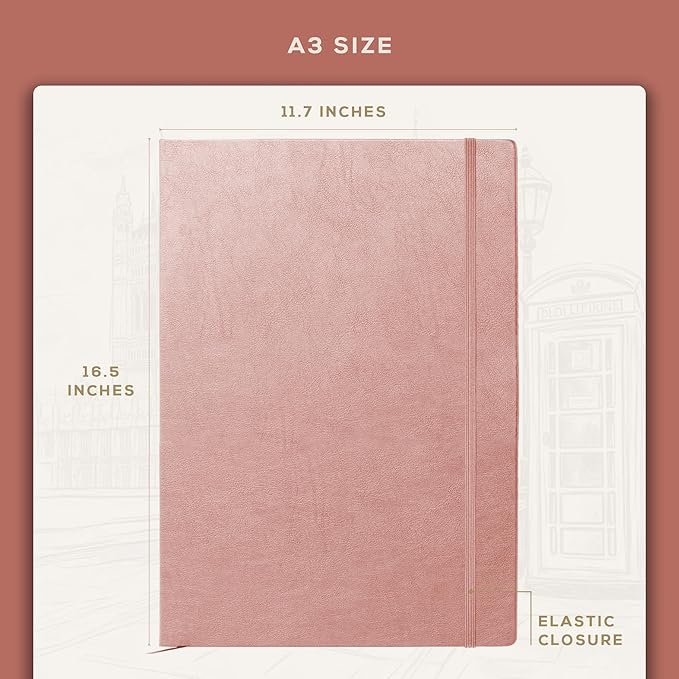 Beechmore Books A3 Sketchbook – 11.7x16.5 Premium Vegan Leather Bound Extra - Image 4