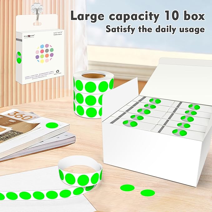 PARLAIM 3/4 Inch Round Permanent Adhesive Color-Code Dot Stickers, 10000 - Image 7