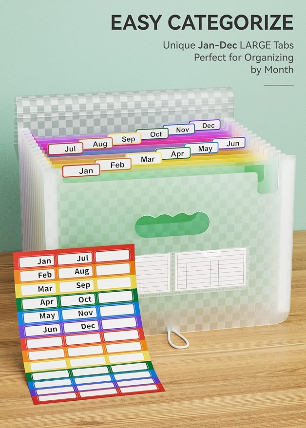 ABC life 12 Pockets Accordion File Organizer Expanding File Folders, Portable - Image 4